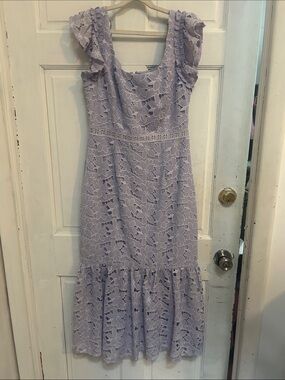 NWOT Just Me Women's Lavender Lace Ruffle Dress, Size 6